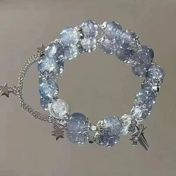 Nischen-Design Super Feenhaftes Schmetterlingsarmband für Damen, Süßes Grünes Perlen-Quasten-Kettenarmband, Elastisches Armband, Exquisiter Partyschmuck