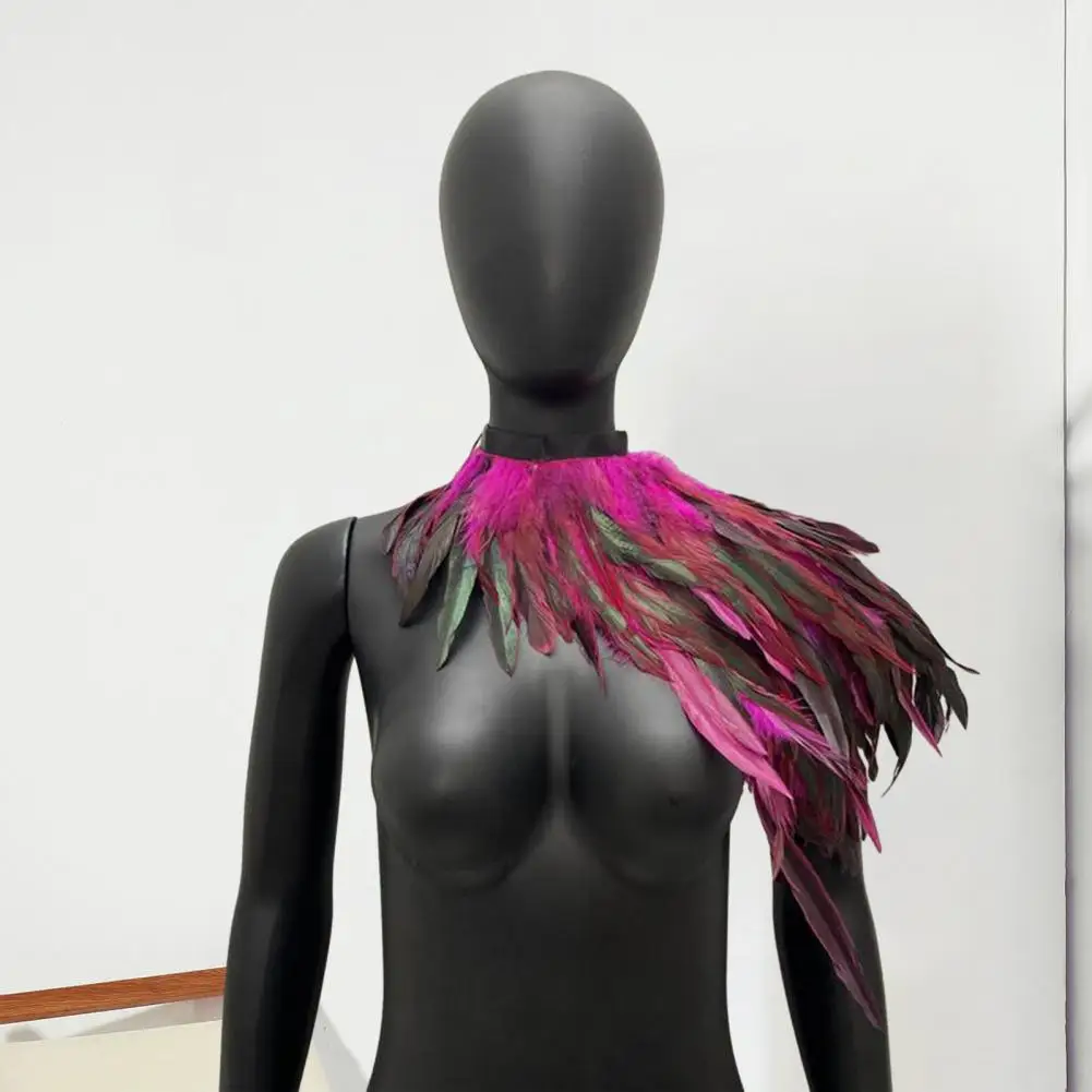 Cosplay Feather Shrug Shawl Shoulder Wrap Cape Adjustable Retro Gothic Collar Party Stage Performance Fake Collar Dancer Costume