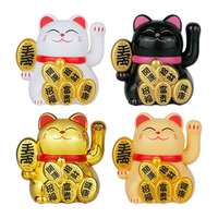 2inch Lucky Cat Ornament Solar Car Waving Lucky Cat Bonsai Decoration Home Decoration Feng Shui Cat Home Hotel Decor Craf Gifts