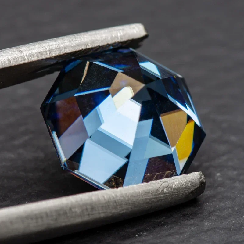 Moissanite Stone Royal Blue Primary Colour Octagonal cutting Lab Grown Gemstones with GRA Certificate Jewelry Making Materials