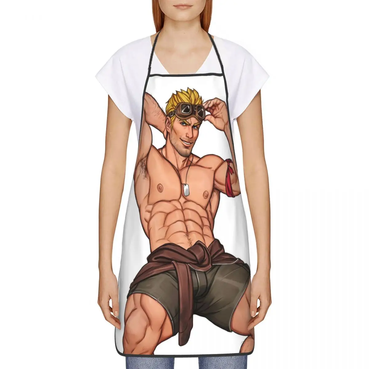 Sexy Hunk Bear Muscled Man Bib Apron Women Men Chef Tablier Cuisine for Kitchen Cooking Desire Tempting LGBT Gay Art Baking
