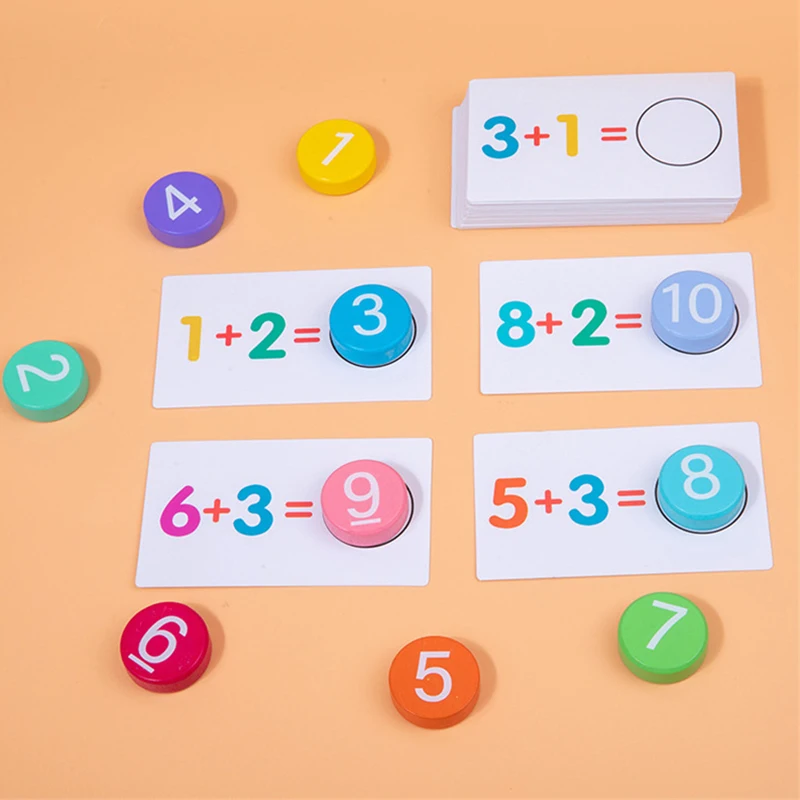 Kids Montessori Math Toys Arithmetic Card Matching Games Addition Subtraction Parish Early Educational Counting Toys for Kid