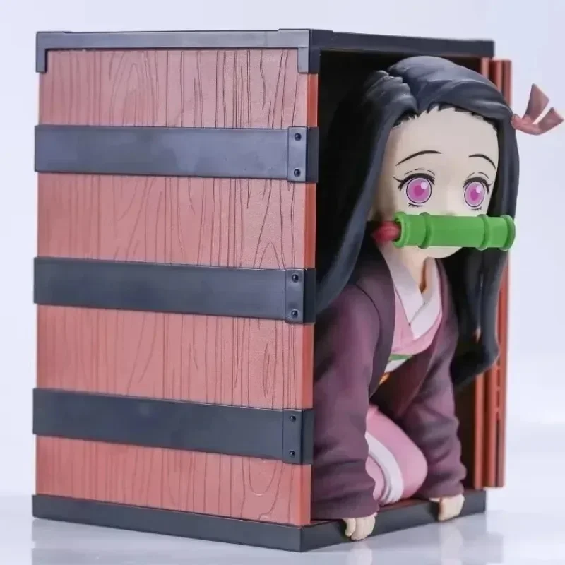 22cm New Demon Slayer Kamado Nezuko Action Figure Popcorn Box Kawaii Model Cute Ornament Collection Desktop Display Gift Toy