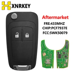 XNRKEY Aftermarket Original 2 Button Flip Remote Key ID46 chip 433Mhz For Opel Astra J And Insignia With PCF7937E (5WK50079)