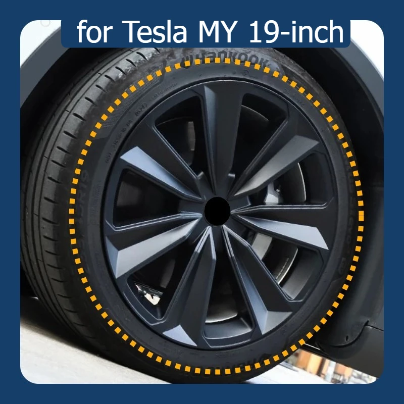 4er-Set Radkappen Performance-Ersatzteile für Tesla Model Y 19-Zoll Vollfelgenabdeckungen – vollständig abgeschrägte „Großes Schwert“-Design