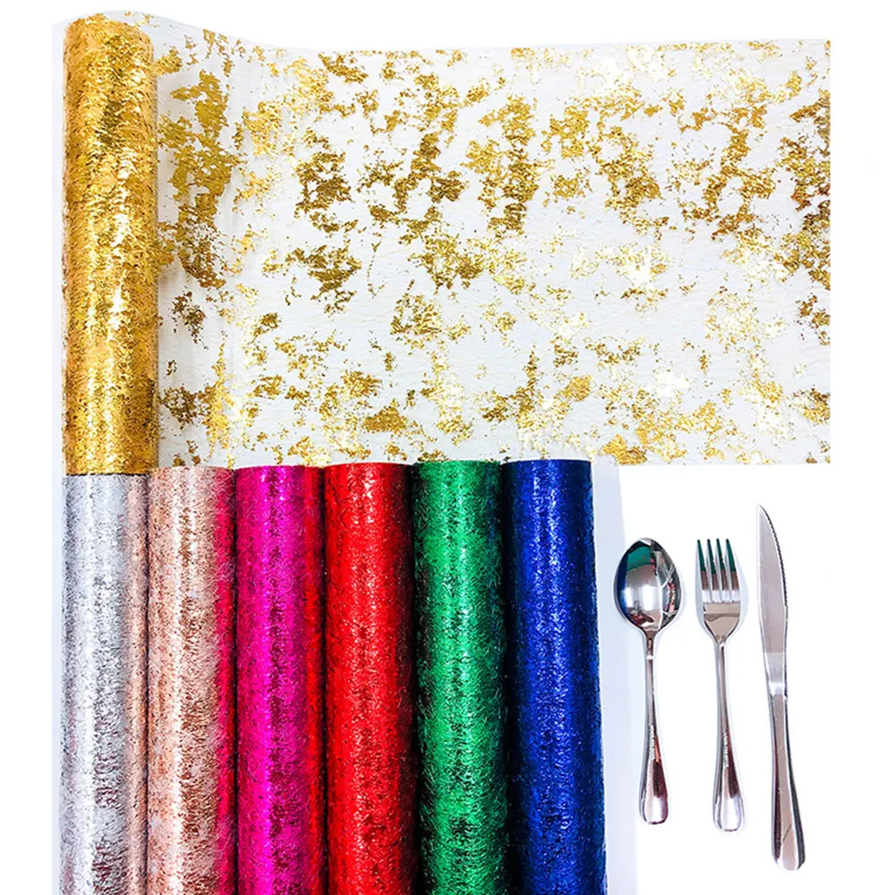 Sparkle Metallic Table Runners Gold Silver Thin Table Runner Glitter Sequin Metallic Foil Mesh Roll Birthday Party Decor Wedding