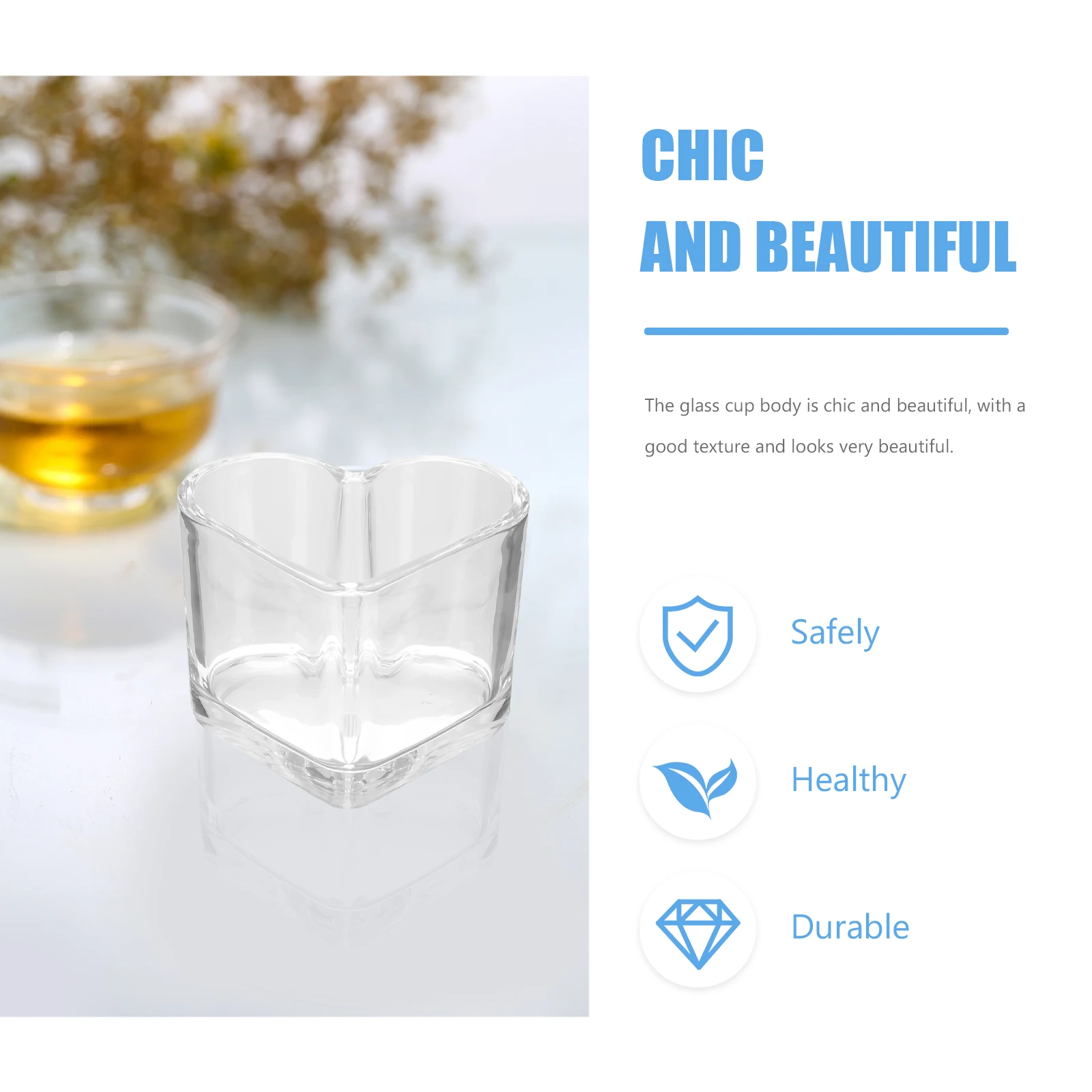 

2Pcs Heart Glass Cup Creative Water Beverage Holder Practical for Any Occasion Leakproof Leakproof Coffee Cup