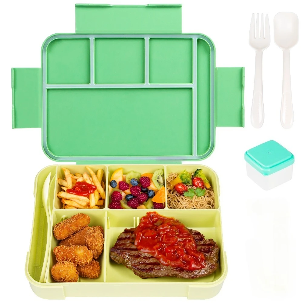 

Rectangular Lunch Box With Compartments Children Leak Proof Bento Box Sealed Fruit Box Microwave Heating for Workers Students