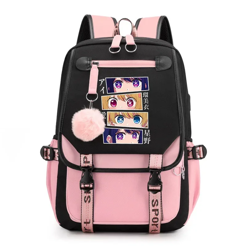 Nieuwe Hot OSHI NO KO Patroon Rugzak Outdoor Straat Anime USB Rugzak Rits Hoge Kwaliteit Anime Rugzak Laptop Rugzakken