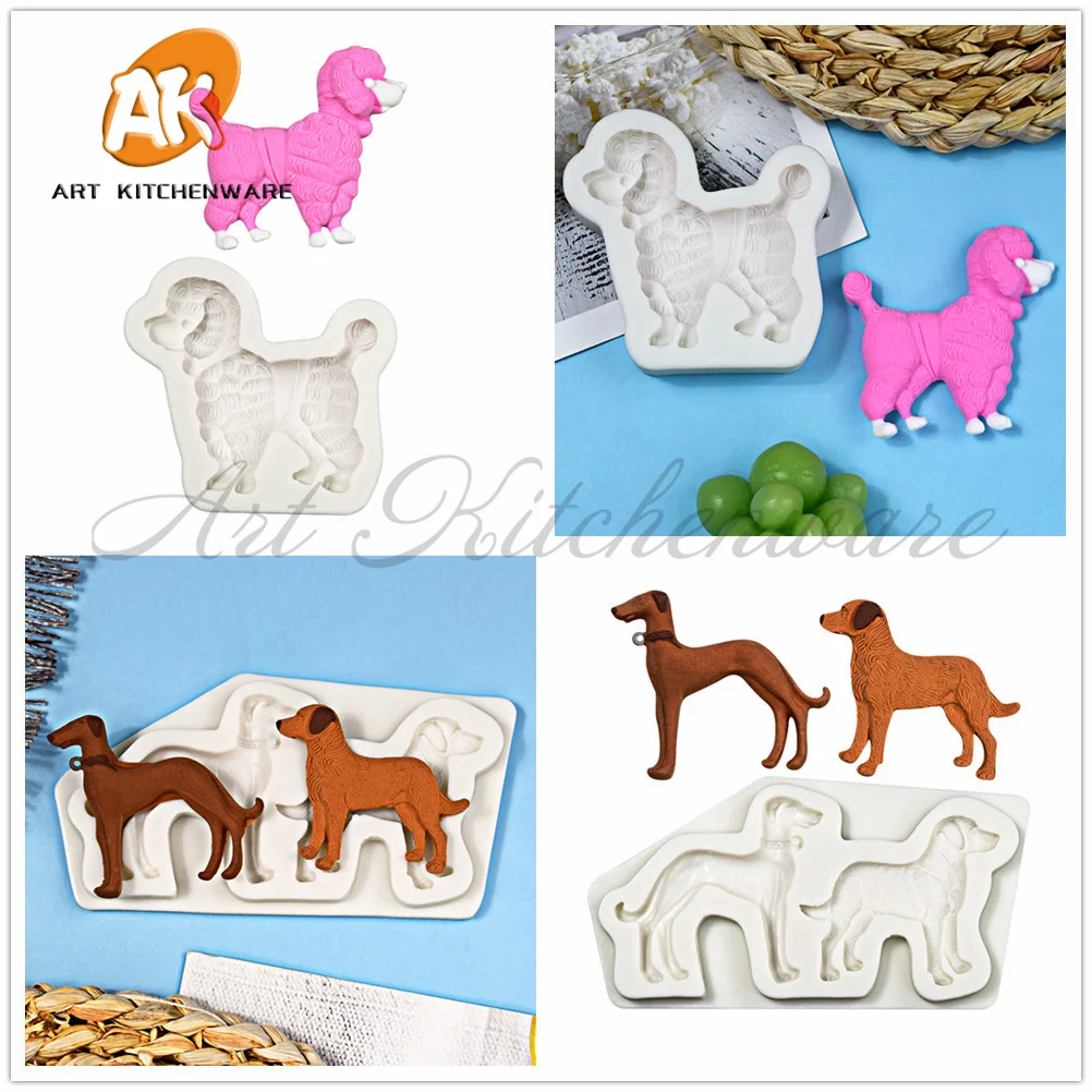 Poodle​& Hound Dog Design Silicone Mold Cake Decorating Fondant Cake Chocolate Clay DIY Decorating Tool Sugarcraft Cake Mold