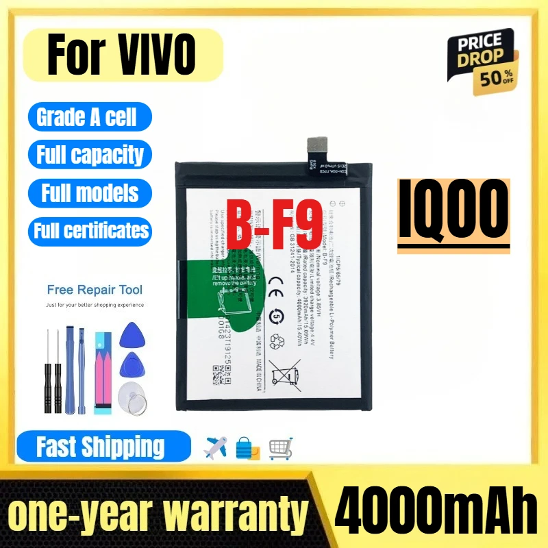 

B-F9 for Vivo IQOO Mobile Phone Battery 0 Cycle High Quality High Capacity Battery Replacement Bateria Grade A Cell with Tools