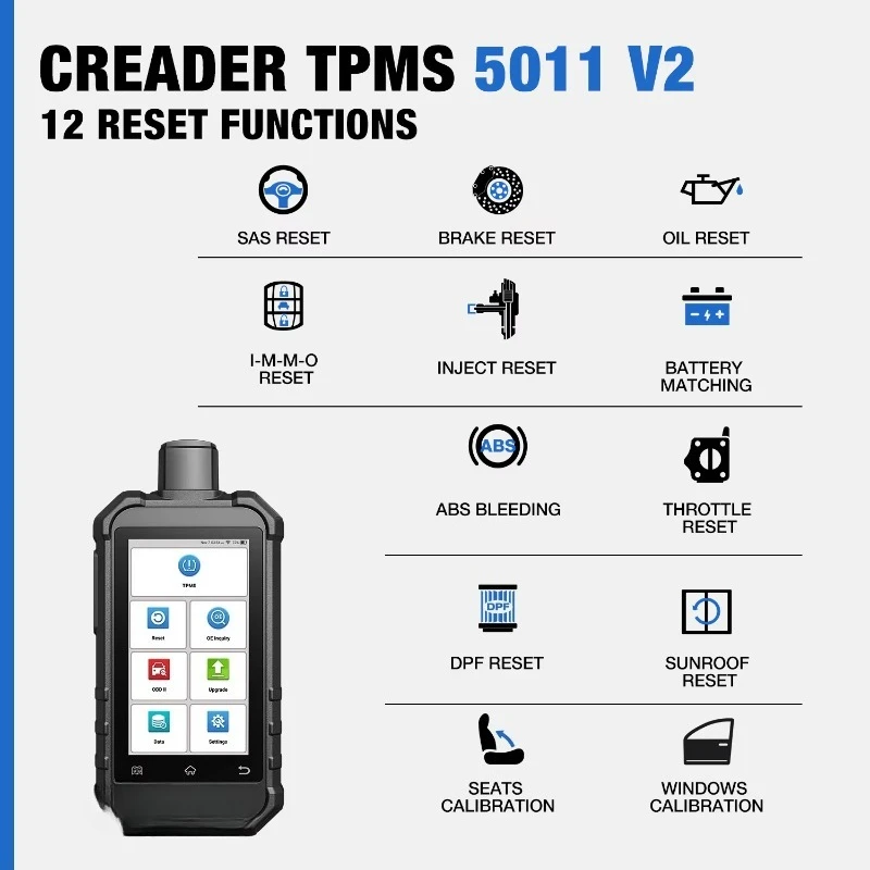 Warehouse   Newest TPMS CRT5011 V2 Tire Pressure Programming Sensor Scanner Tool With 12 Service Functions