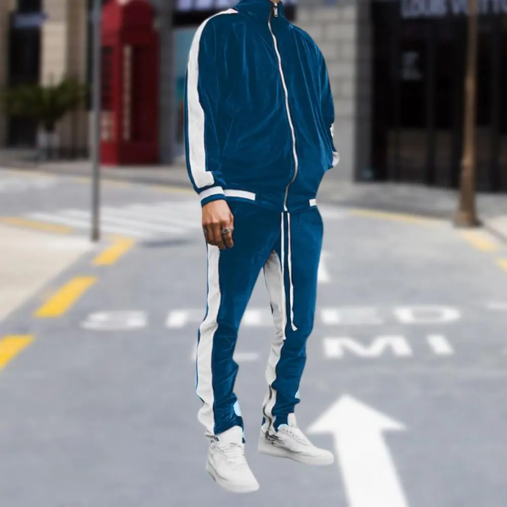 New Tracksuit Gold Velvet Men\'s Casual Set Spring Autumn Male Sport Suit 2 Piece Hip Hop Streetwear Fashion Sportswear