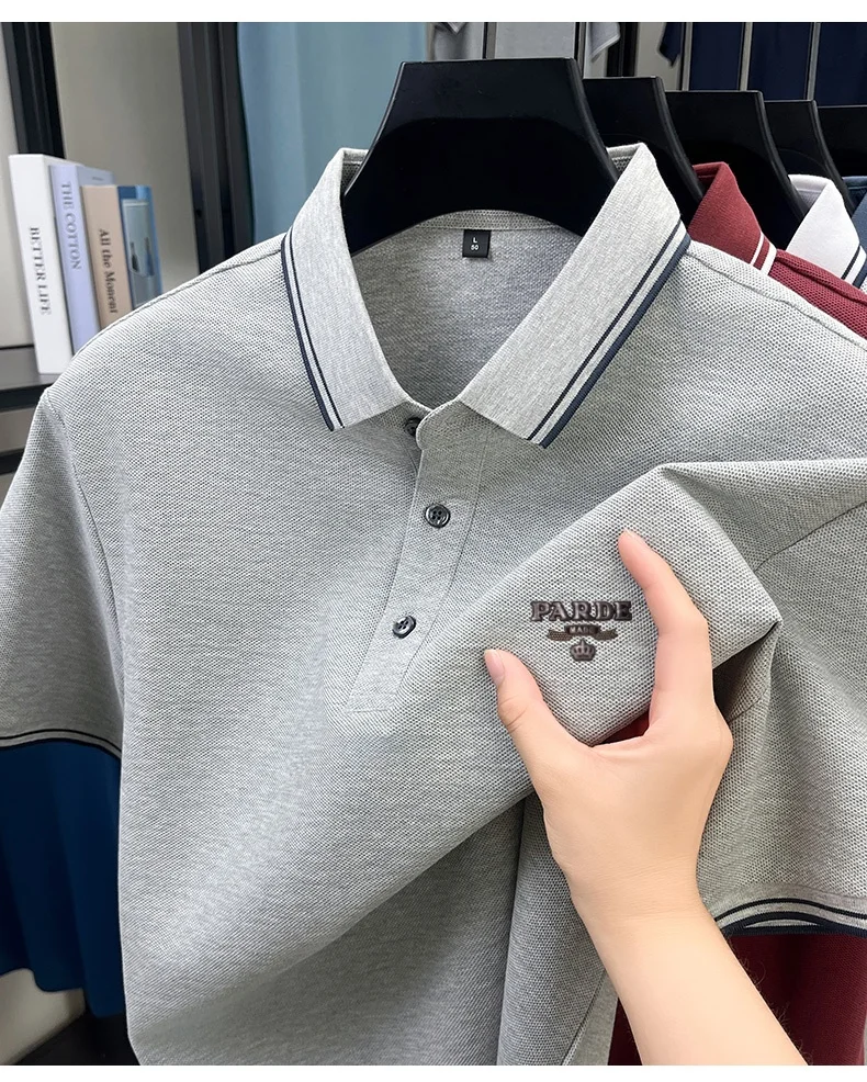 Men's 100% Cotton Pique Polo Shirt Short Sleeve Striped Trim Collar Summer Top Premium Quality Best Value