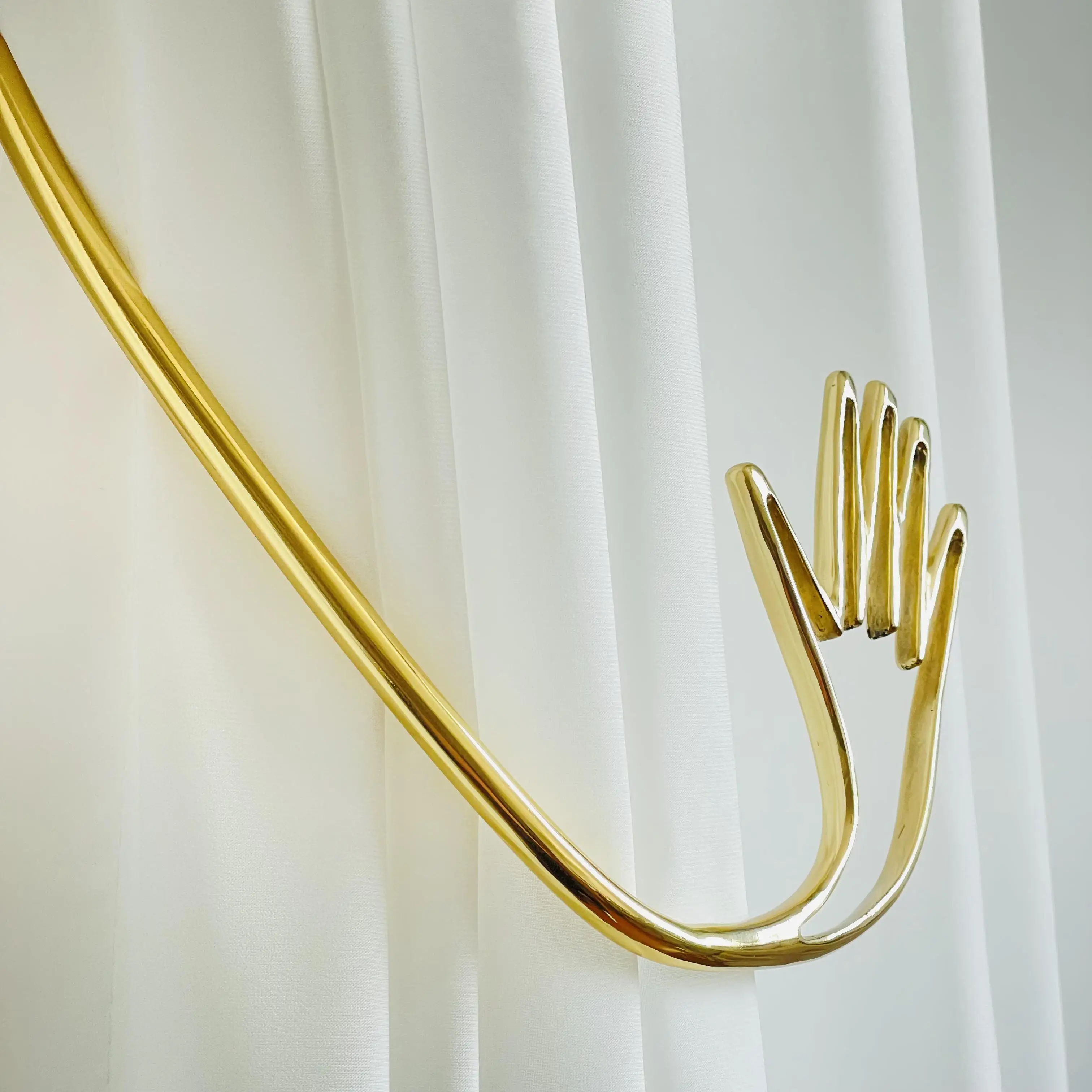 Vorhang mit festem Vorhang zur Wandmontage, Metall-Vorhanghaken – H34 (handgefertigtes Messing)