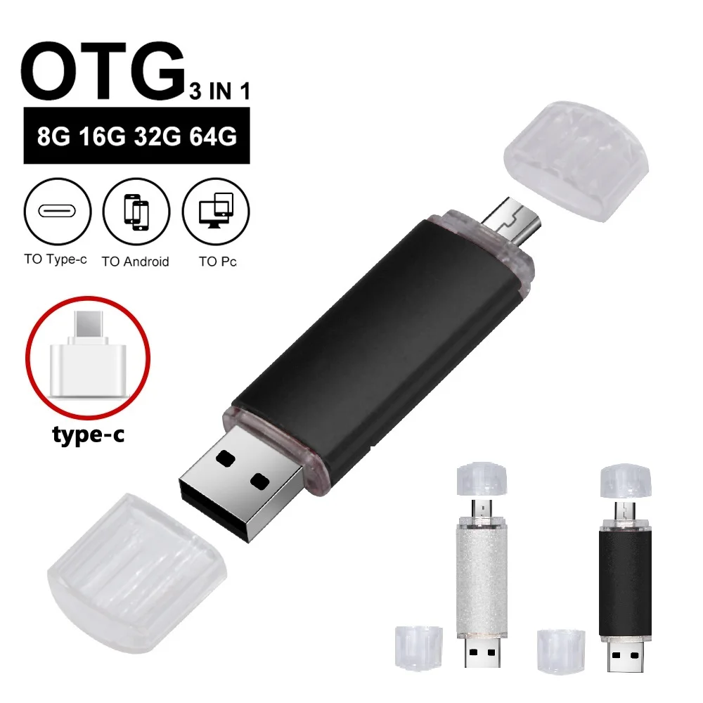 

Флеш-накопитель USB 2,0 OTG с логотипом под заказ, флешка для смартфонов Android/ПК, 64 ГБ, 128 ГБ, флешка