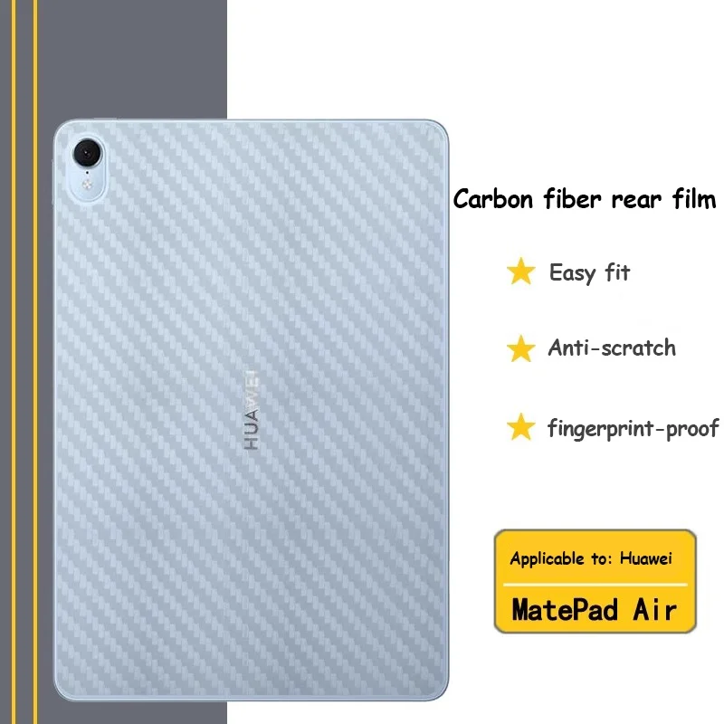 For Samsung Galaxy Tab S6 Lite 2024 SM-P620 P625 10.4 A7 A9 Plus S9 FE S8 S7 A8 A7 Lite A9 Transparent Carbon Fiber Back Film