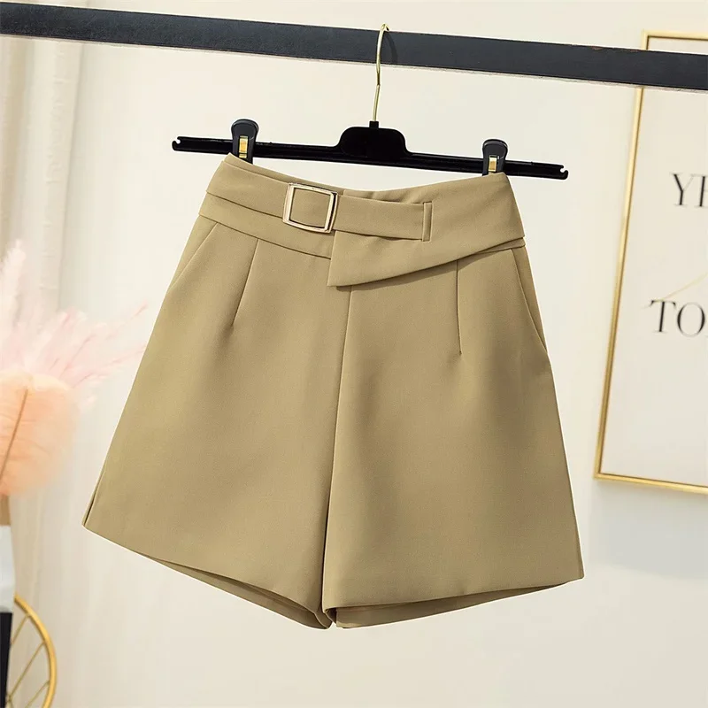 

High Waist A-Line Suit Shorts Women Spring Summer Women's Blazer Shorts Solid Color Korean Fashion Wide Leg Office Shorts C513