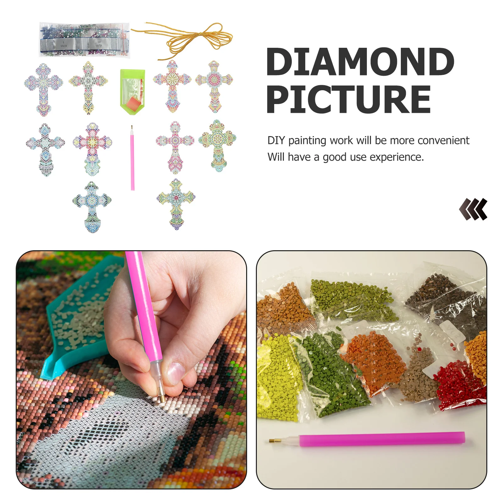 

1Set Cross Diamond Art Painting Pendant Hanging Decoration DIY Craft Kit Beautiful Vivid Color Diamond Picture Home Decor Office