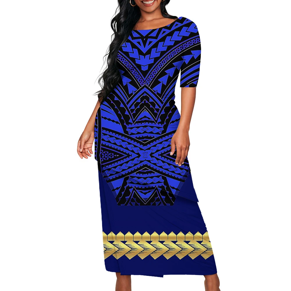 

Custom Wholesale Samoan Island Clothing For Ladies Vintage Puletasi Casual Set Skirts Summer Polynesian Tops And Skirts