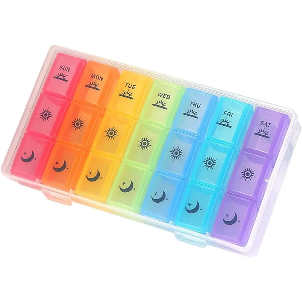 7-Day Large Pill Organizer with 3 Compartments for Daily Medication and Supplements - Portable Moisture-Proof Travel Case