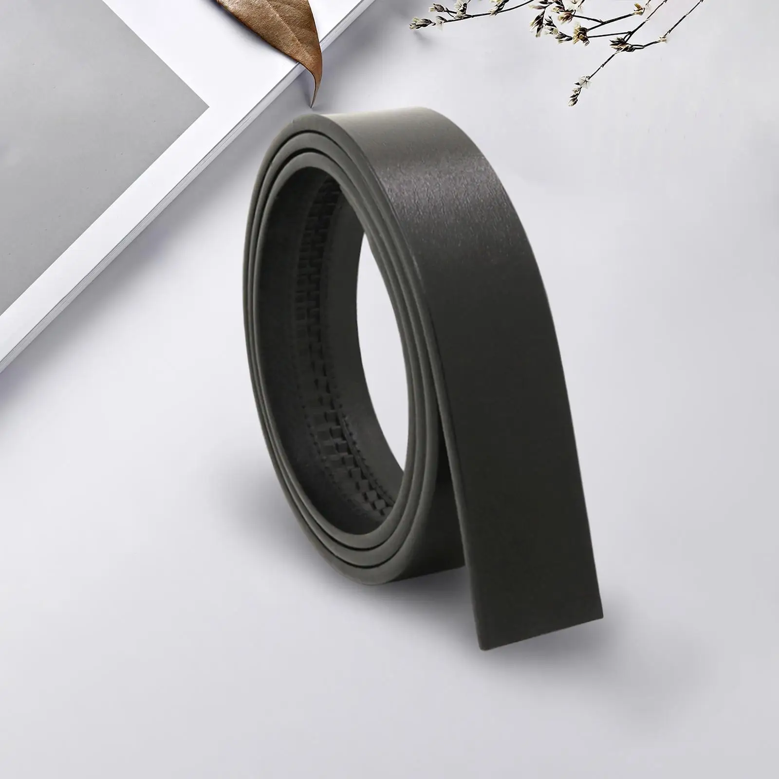 No Holes Belt for Men PU Leather Ratchet Style 115cm Automatic Waistband Dress Belt Casual Formal Work Fashion Strap