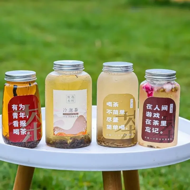 

400/550/650/700/1000ml Disposable Plastic Tea Bottle PET Transparent High Temperature Resistant Commercial Cold Drink Bottle