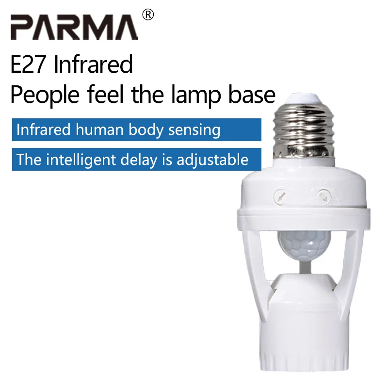 

New type of no-wiring E27 screw-type human body sensor lamp socket 220V delay adjustable intelligent sensor lamp head switch