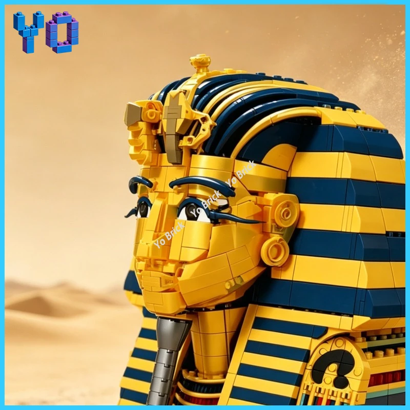 

Retro Ancient Egypt Golden Mask Head Sculpt 80027, Complex Assembly Building Blocks Art Ornament Toy