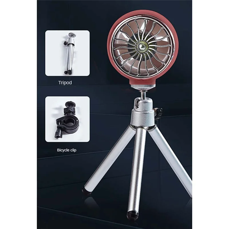 F4S-cPrzenośny Mini Wentylator USB z Statywem, Wentylator Elektryczny na Kierownicę Roweru, Wentylator Rowerowy na Zewnątrz do Kempingu, Jazdy i Podróży
