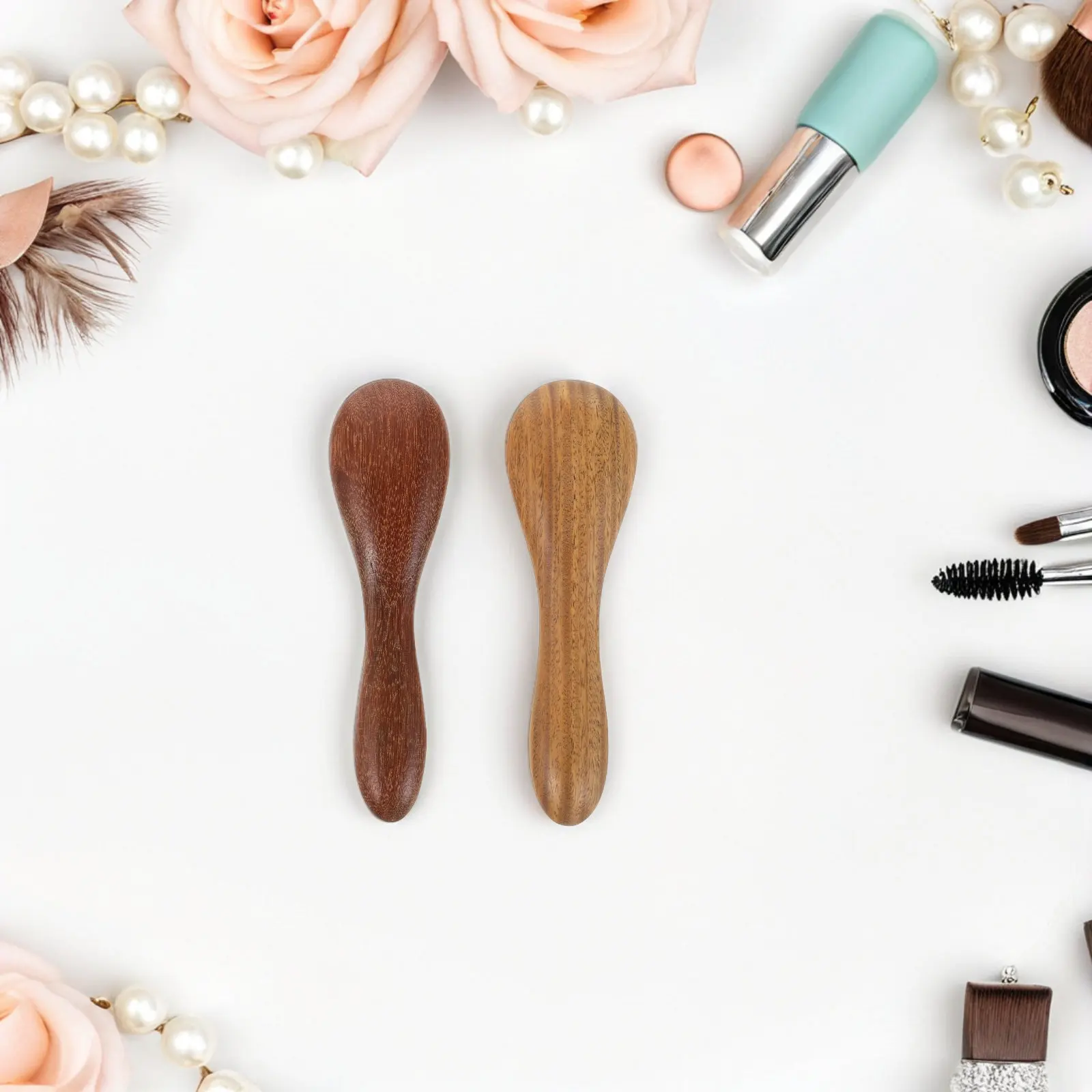 2Pcs Wooden Facial Massage Tool Set Sandalwood Face Massager and Massage Stick for Face Neck Mask Application Cream Serum Mixing view 6