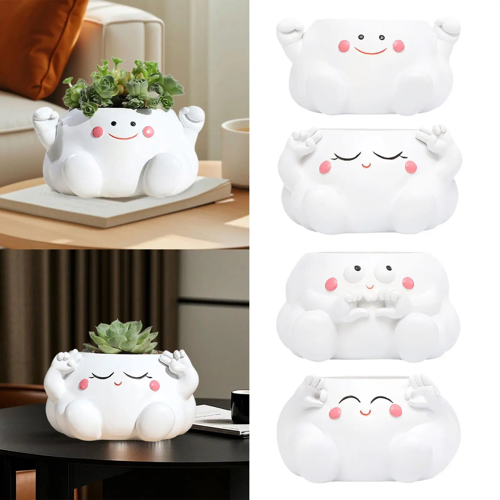 Plant Pot Organizer Flowerpot Container Ornament Table Centerpiece Planter Housewarming Gift for Garden Balcony Shelf Desk Gift