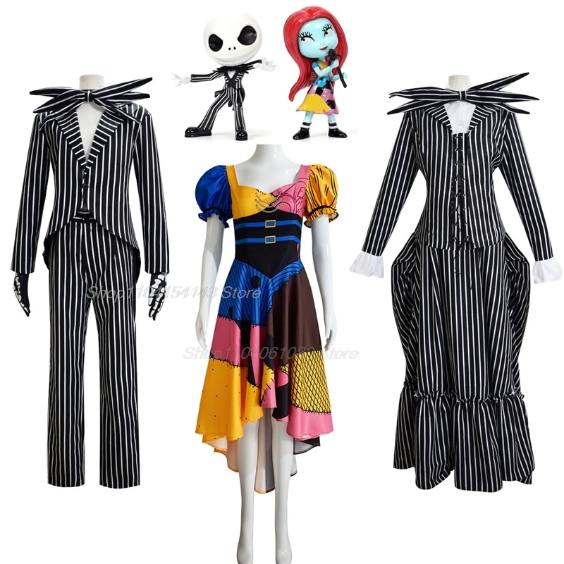 Skellington Filme Cosplay Traje para Homens Adultos, Fantasia, Jaqueta, Calças, Roupa, Dia das Bruxas, Carnaval, Festa, Terno Disfarce