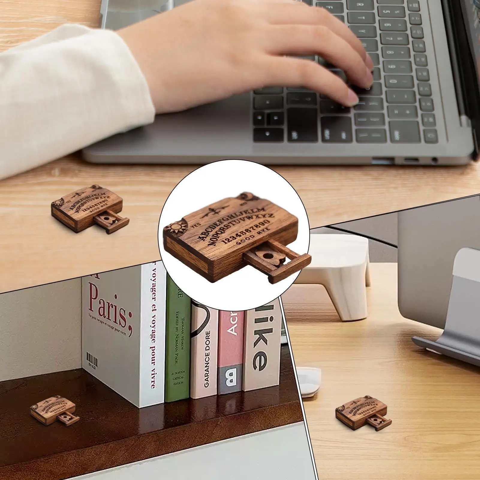 لوح Ouija المصغر ألواح Ouija الخشبية المنمنمات مع أدوات العرافة اللوحية لوحة مصغرة زينة الهالوين