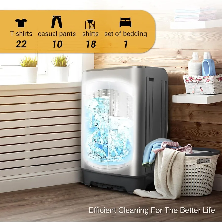 غسالة محمولة 17.7 رطل غسالة صغيرة أوتوماتيكية بالكامل للشقة 10 برامج غسيل مع خرطوم تصريف حجم النوم #5