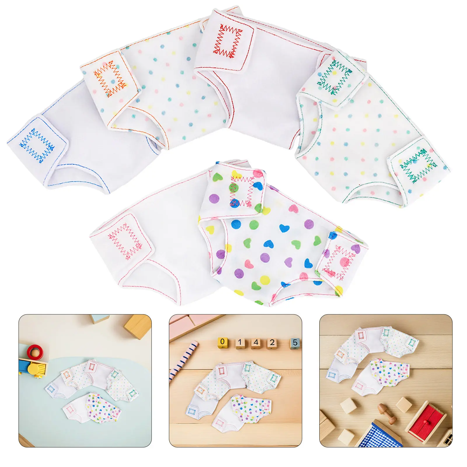 

6Pcs Baby Nappies Cloth Material Washable Reusable Adjustable Tape Fit 18 Inch Baby Clothes Accessories for Girls Parenting