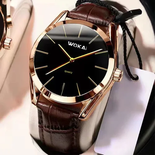 2025 Reloj de negocios de moda para Hombre, relojes de pulsera de cuarzo con banda de cuero informal para Hombre, Reloj Masculino Montre Homme