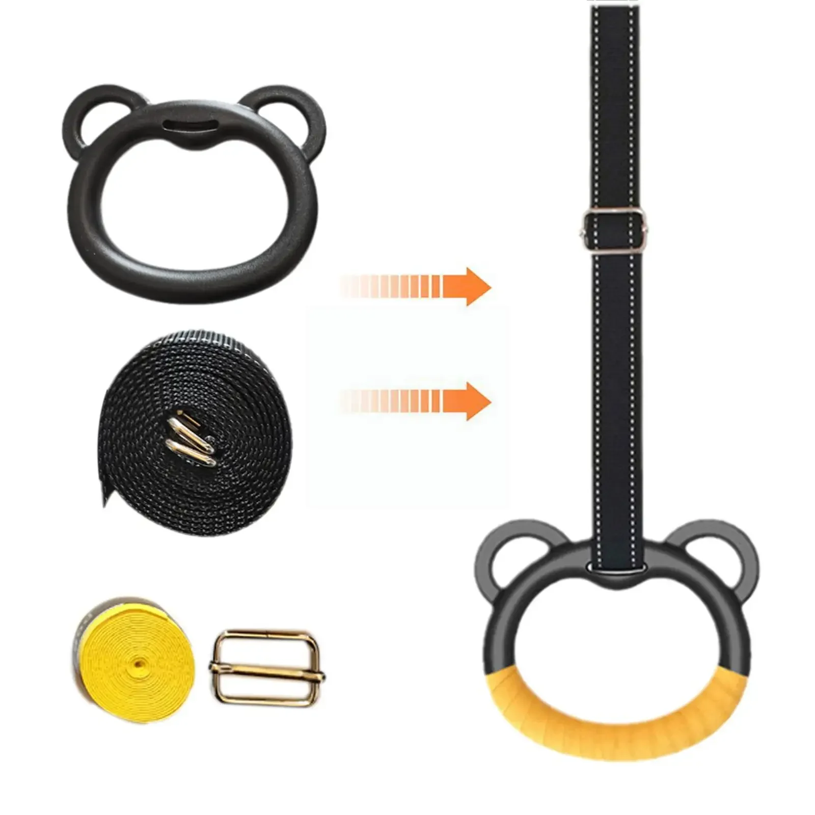 Kids Gymnastic Rings with Adjustable Straps and Buckles - Indoor Fitness Equipment for Home Playground - Pull-up Rings for Exerc