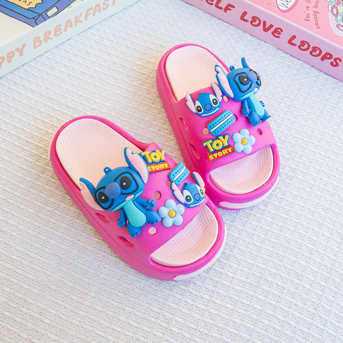 

Baby Girl Sandals Disney Anime Cartoon Slippers DIY Lilo&Stitch Baby Slippers Kids Shoes EVA Fashion Indoor Soft Sole Anti Slip