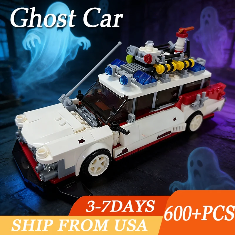 

Конструктор-модель автомобиля Ghostbusters: креативные украшения, сборные блоки, игрушки DIY для детей и взрослых, праздничные подарки