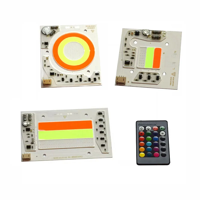 

1X High Quality 220V Input Driverless RGB COB LED Light Beads 30W50W Integrated COB LED Chip With 24 key IR Controller