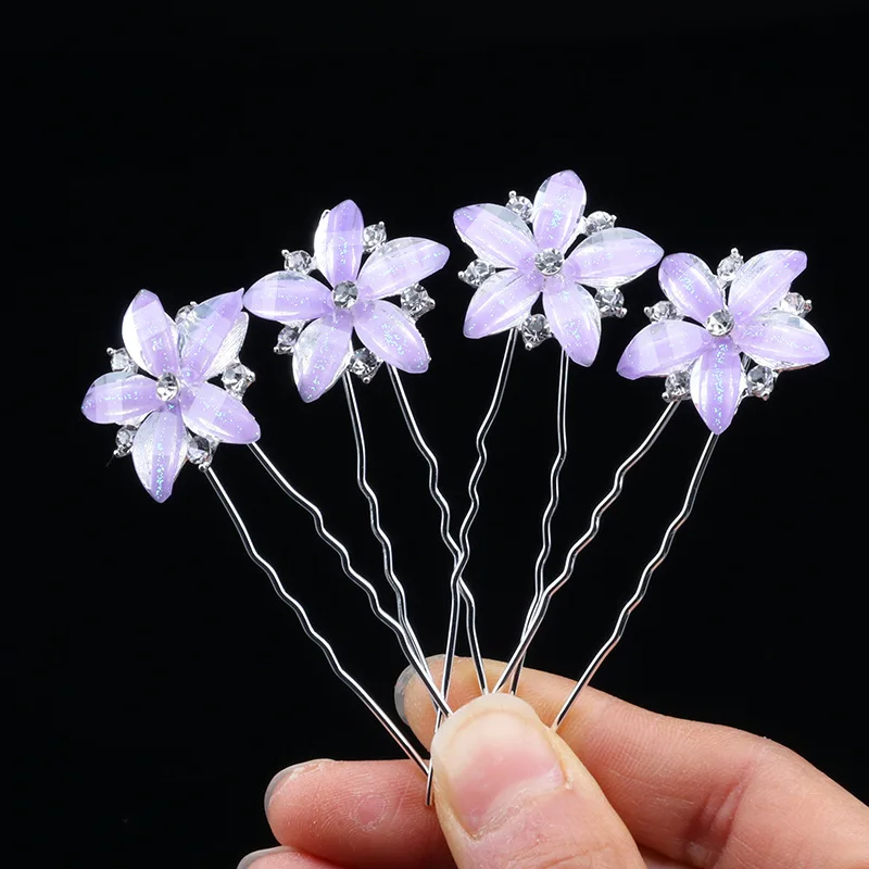 الراقية العروس دبوس الشعر أداء الأطفال دبوس الشعر فستان الشعر لؤلؤة الشعر شوكة كريستال زهرة على شكل حرف U كليب الأوروبية وأميري