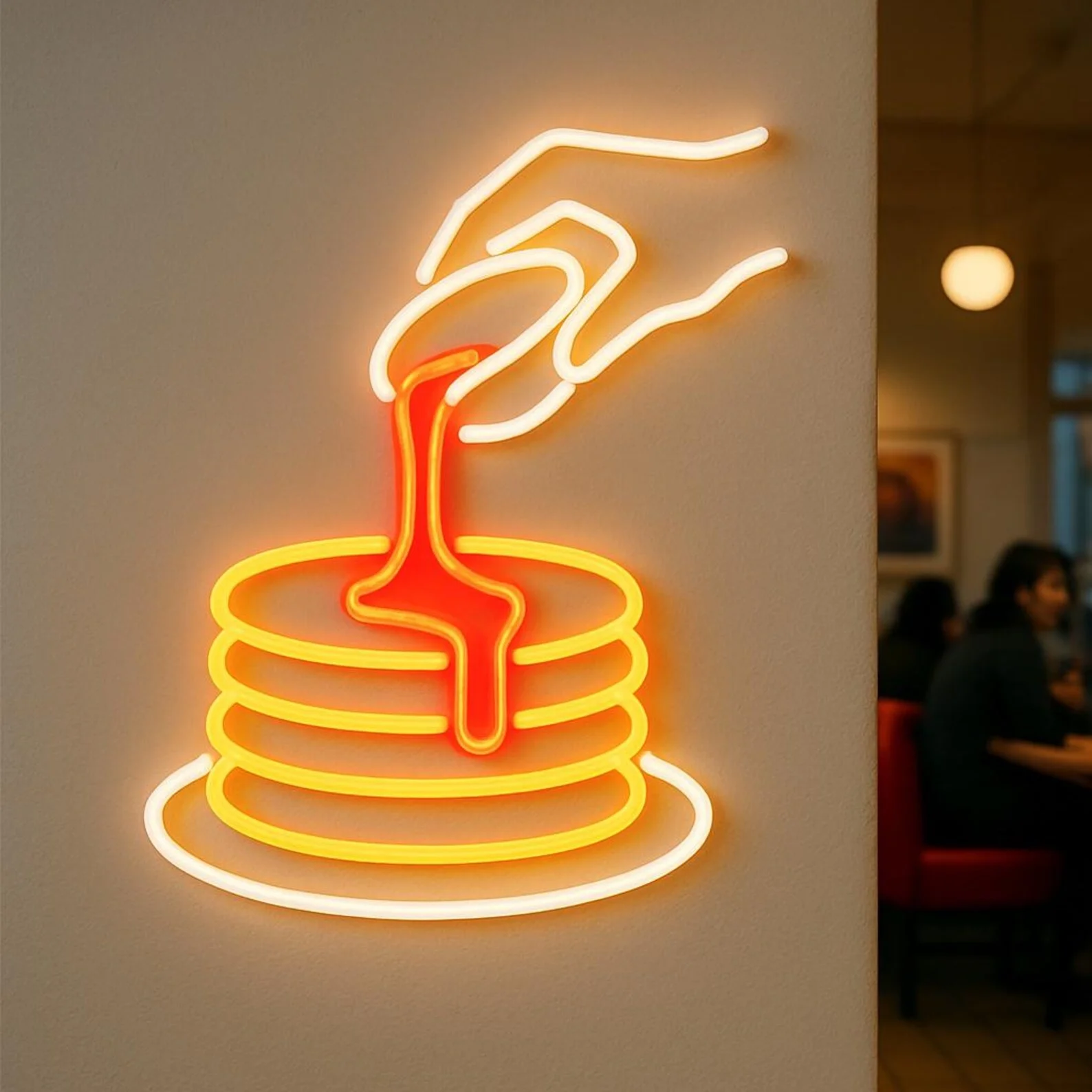 Pancakes with Syrup Neon Sign, Breakfast Cafe Sign, Bistro Led Sign, Gift Idea for the Chef, Breakfast Neon Decor
