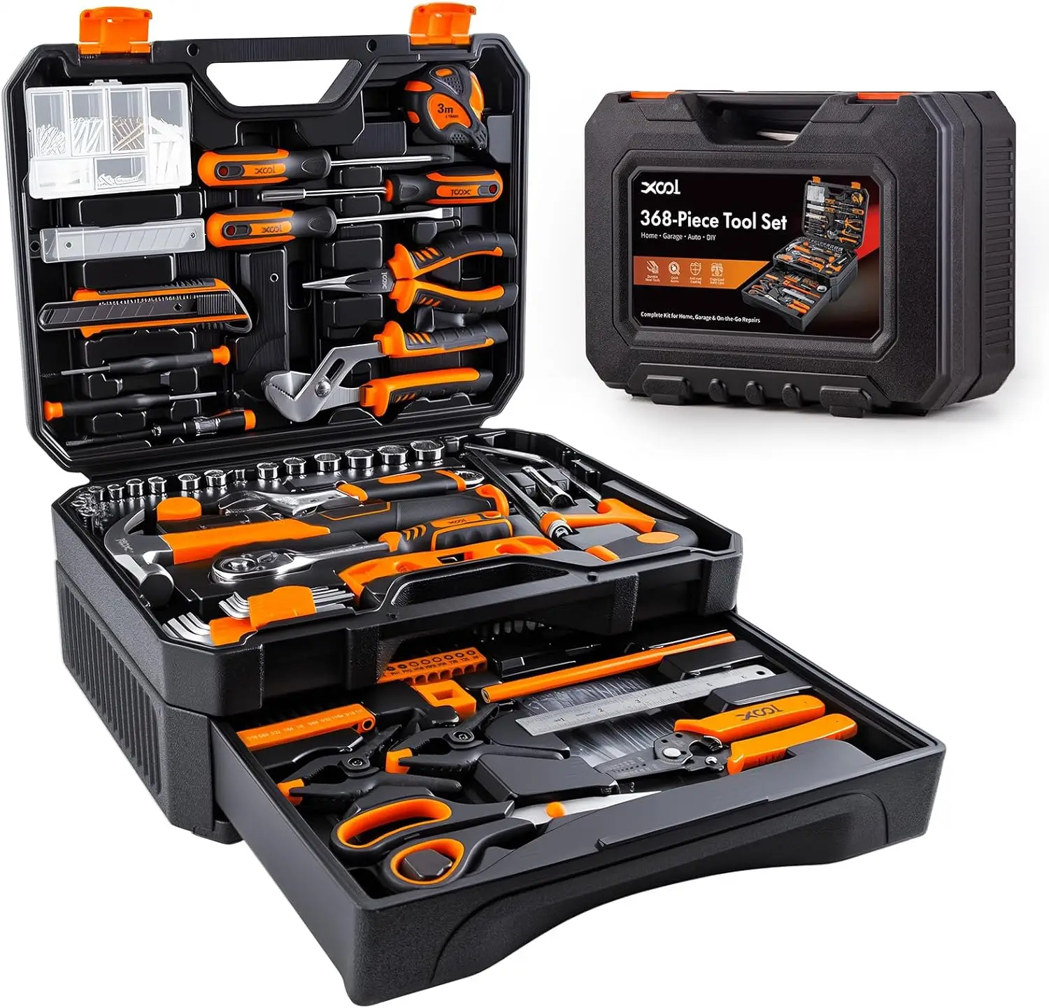 

Набор инструментов для ремонта дома из 368 предметов с ящиком для инструментов, включает молоток, плоскогубцы, отвертки для проектов DIY