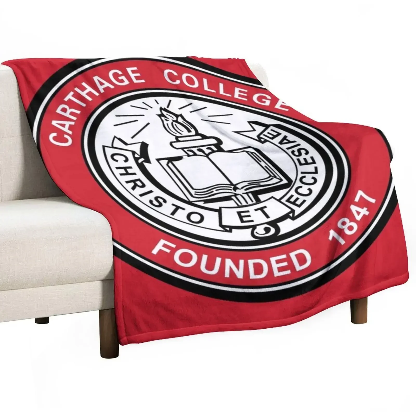 

New Carthage College Logo Throw Blanket Furry for winter Travel Personalized Gift Blankets