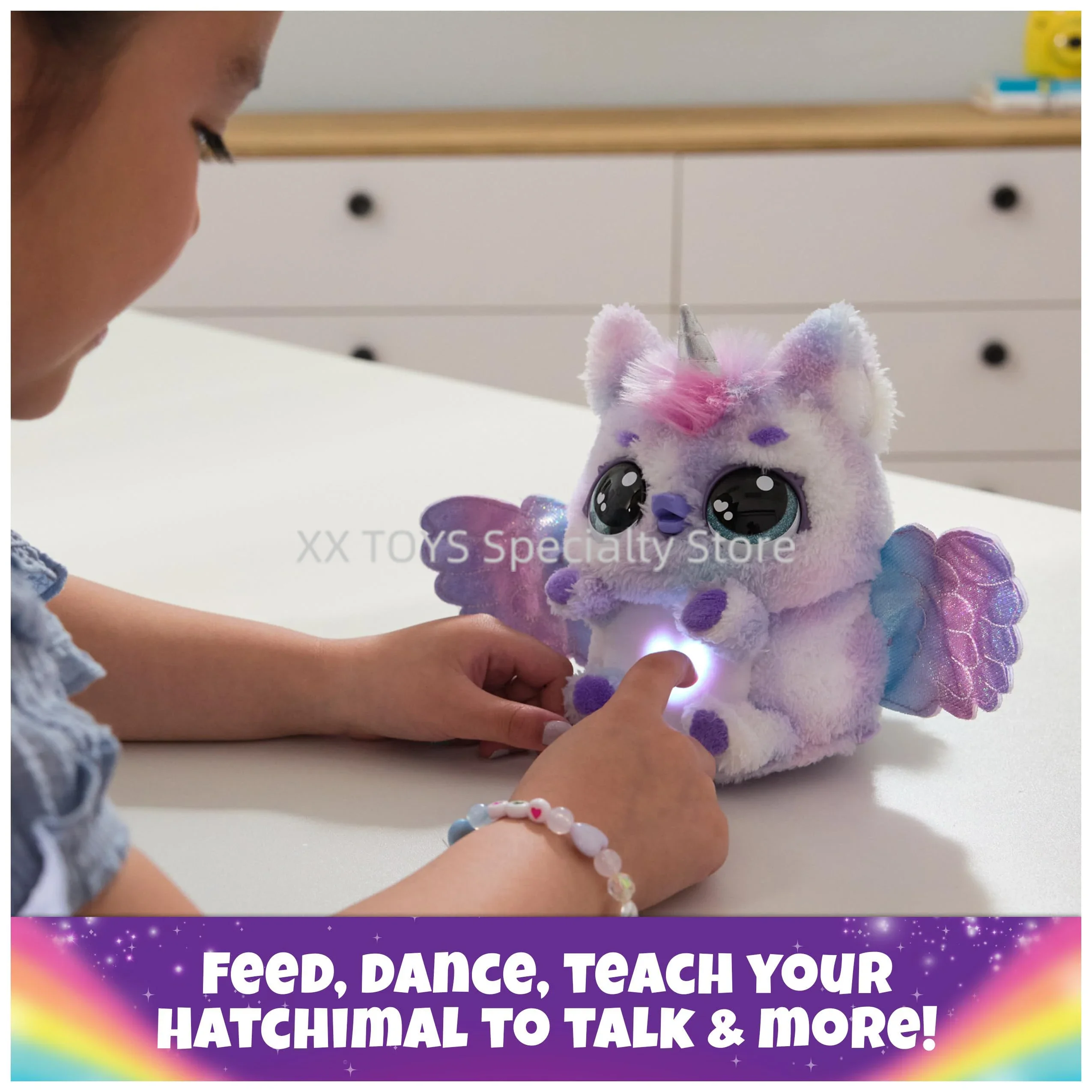 Hatchimals Alive Mystery Hatch Pufficorn Draggle Surprise Interaktywne jajko wylęgowe z dźwiękiem i światłem Elektroniczne zabawki dla zwierząt dla dzieci