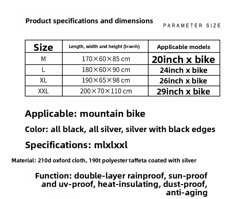 210D Oxford-Stoff, verdickte Fahrradabdeckung, Regenschutz, staubdicht, sonnenschutz, Abdeckung für Rennräder und Mountainbikes, Sonnenschutz-Fahrradabdeckung mit Schloss – Detail 1