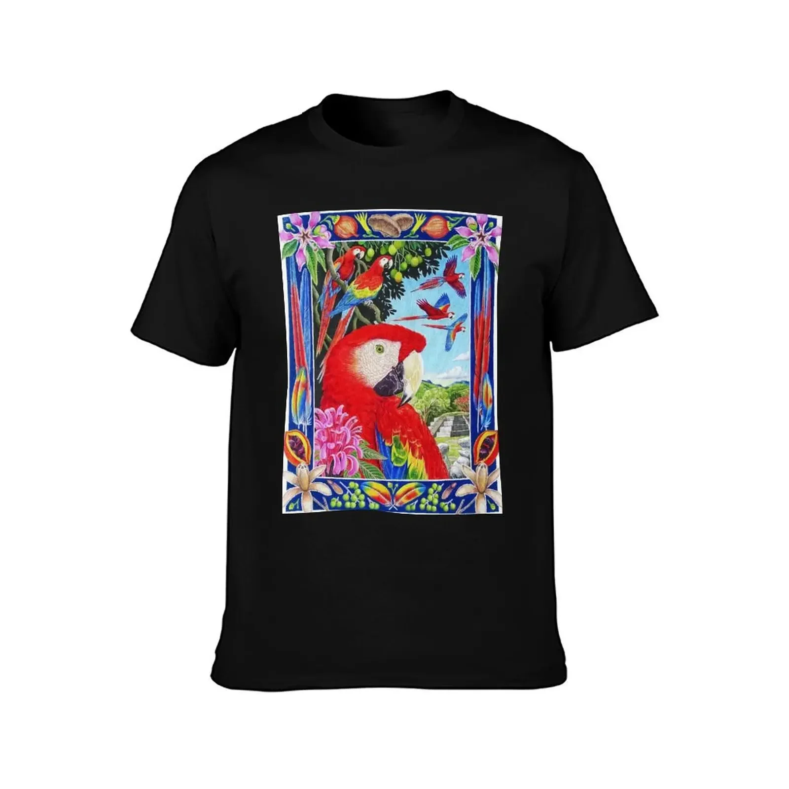 Scarlet Macaws of Copan, Julia Page T-Shirt cotton graphic tees luxury designer Men's t shirts