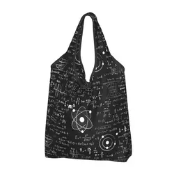 Custom Geek Math Teacher Grocery Tote Shopping Bag Women Cute Science Physics Shoulder Shopper Bags Large Capacity Handbag