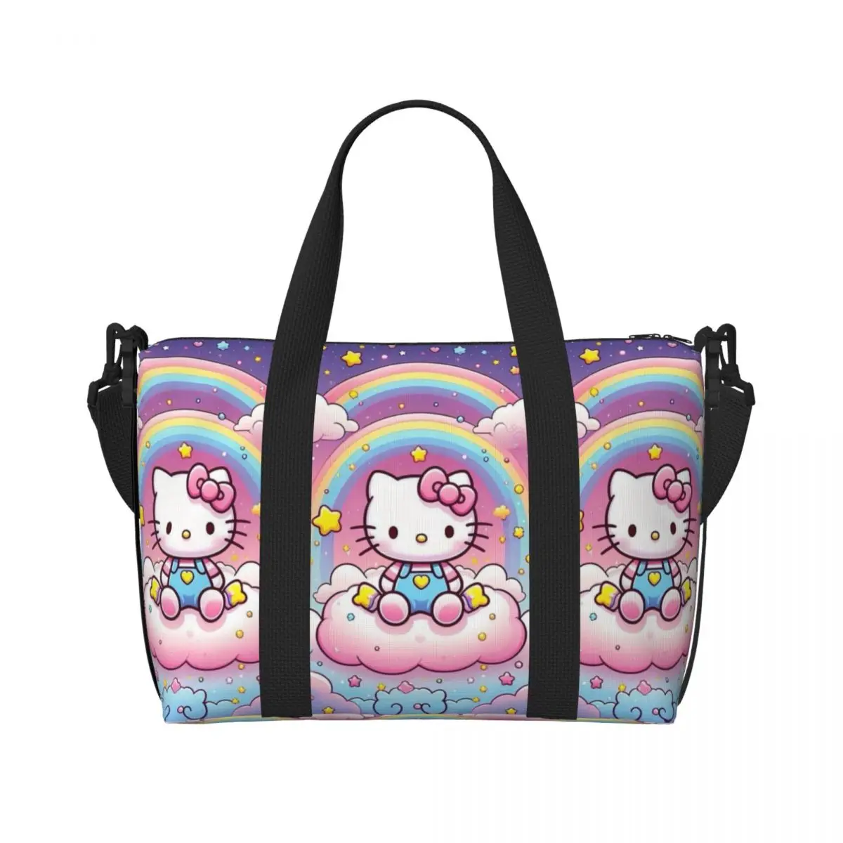 

Женская большая сумка Hello Kitty на заказ, большая вместительная розовая сумка Kawaii с героями мультфильмов, пляжная спортивная сумка на плечо, дорожная сумка